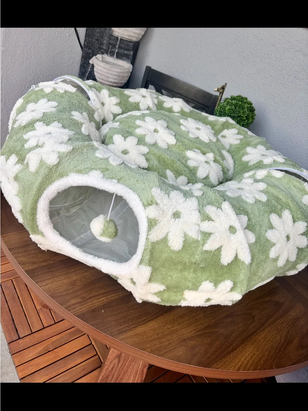 BEDSURE Plush Green Daisy Cat Tunnel & Bed 💚🍃❗️🐈